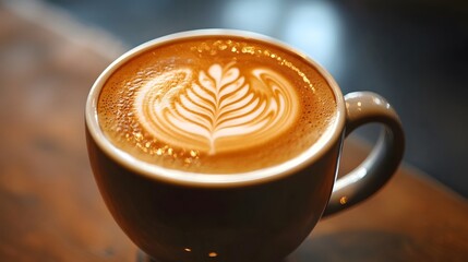 Latte art coffee close-up