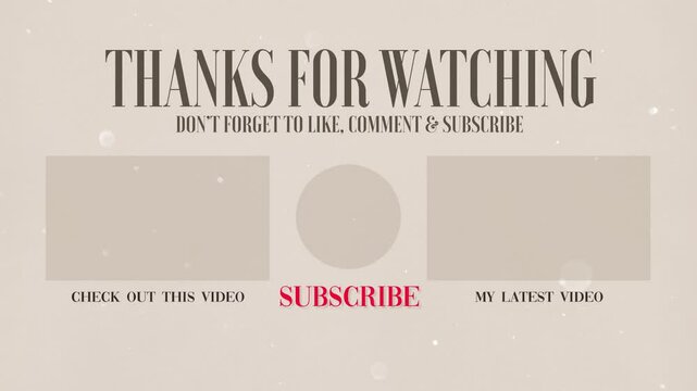 Animated thanks for watching black and white YouTube End screen outro video.