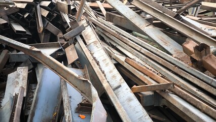Scrap metal from building construction. Development concept for environmental conservation.