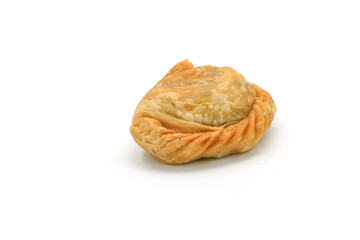 curry puff pastry isolated on white background. Snacks in Thailand. Bean Paste Pastries