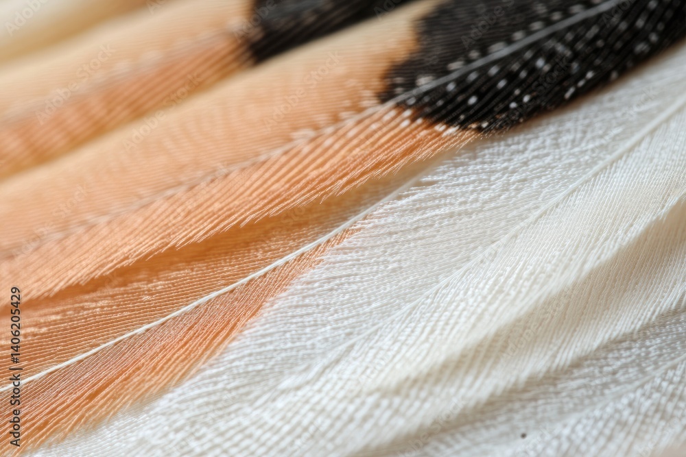 Poster feather macro delicate structure white orange black background texture light design