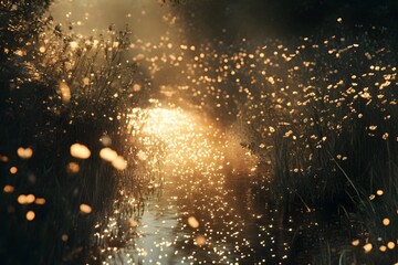 The golden stream of summer mountain streams