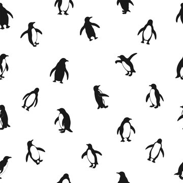 Seamless pattern featuring penguin silhouettes