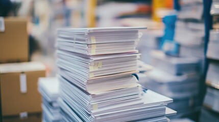 Stack of return labels and envelopes used in e-commerce customer service workflow