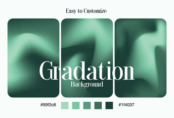 Emerald Green Fluid Gradation Background Set – Soft Abstract Flow