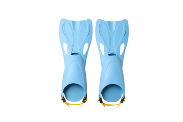 Bright blue snorkeling fins ideal for summer vacations and travel, isolated on white, PNG