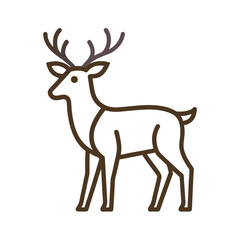 Reindeer Dusk Outline Vector on White Background