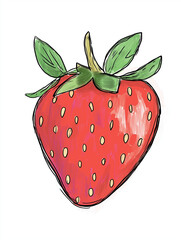 Obraz premium fresh strawberry berry leaf mint art illustration drawing fruit phonecase red white vibrant color colour