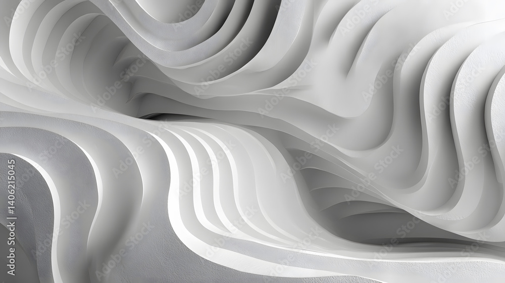 Poster striking abstract design showcasing elegant layered curves and gentle shadows.