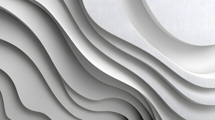 Fototapeta premium A minimalist abstract design featuring flowing white wavy lines and soft shadows with depth.