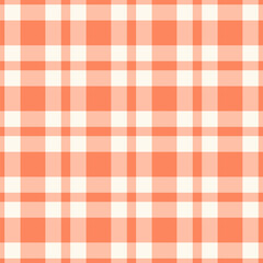 Native background textile fabric, aged seamless check texture. Card plaid pattern vector tartan in orange and red colors.
