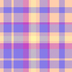 Soft pastel plaid pattern. Textile design with intersecting lines in purple, pink, and yellow hues. Use for backgrounds, apparel, or graphic design.