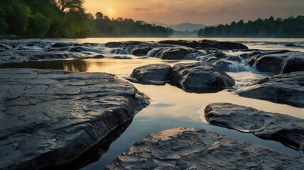 Obraz premium sunset on the river