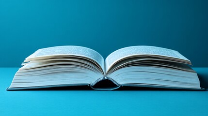 Fototapeta premium Open spread book mockup featuring clean layout blank pages offering ample empty space for full customization and content overlays