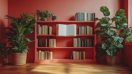 Fototapeta premium Open book mockup blank pages laid flat offering an ideal platform for fully customizable spreads or creative publishing content