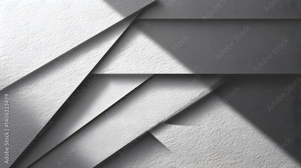 Poster an abstract, geometric paper composition that uses light and shadow to create a minimalist design.
