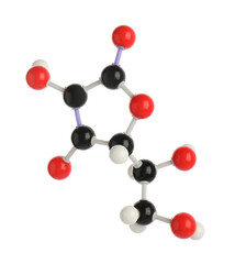 Molecule of vitamin C isolated on white. Chemical model