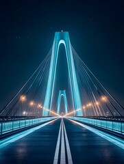 Obraz premium The cable-stayed bridge illuminated by night lights
