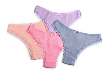 Beautiful panties isolated on white, top view