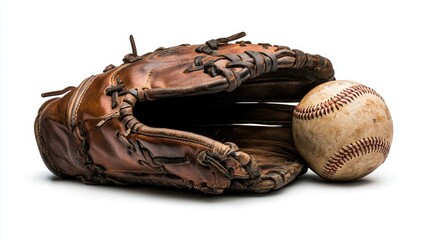 Vintage Baseball Glove and Ball