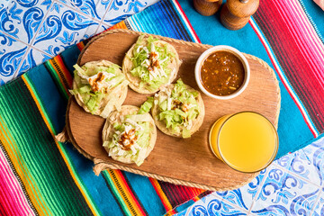 Delicious typical homemade sopes, Mexican food