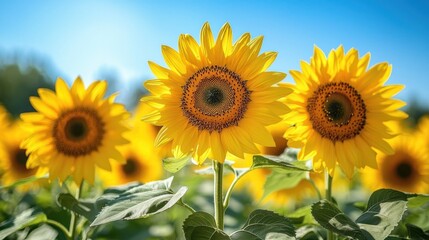 Obraz premium Bright Sunflowers in a Field