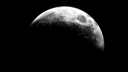 Crescent Moon in Dark Night Sky