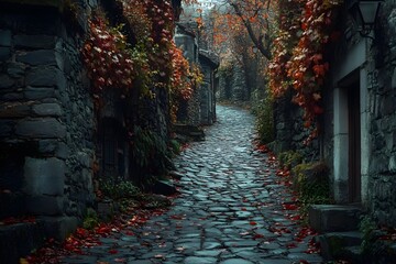 The stone alleyway where Qingteng climbs the wall