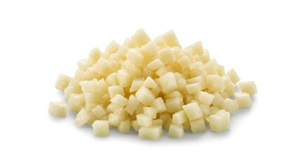 sliced ​​garlic on white background