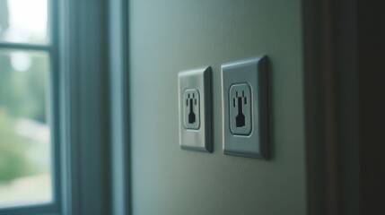 Naklejka premium Electrician installing electrical outlets in a new home. Featuring wiring installation