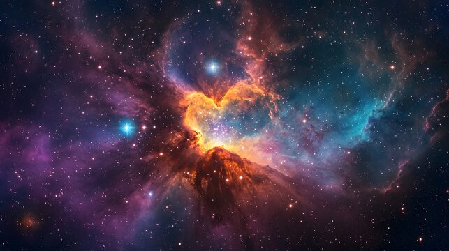 51. A vibrant nebula with swirling clouds of gas and stars