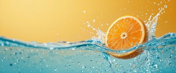 Orange Drop into Water.