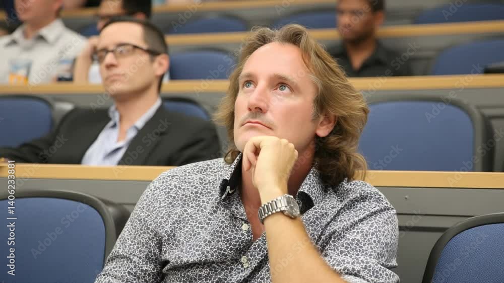 Aufkleber audience engaged in workshop listening to lecturer at university generative ai