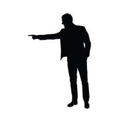 Silhouette pose of a man pointing at something