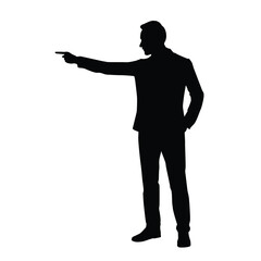 Silhouette pose of a man pointing at something