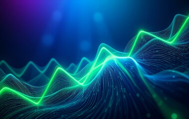 Obraz premium Blue Zigzag Background Image, Digital, Space, Light, Line, Wavelength, Banner Texture Advertising Poster