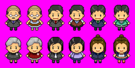 社会人のキャラクターのピクセルアート
