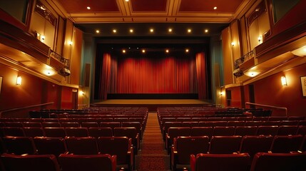 Cinematic View of an Elegant Theater Interior with Empty Seats