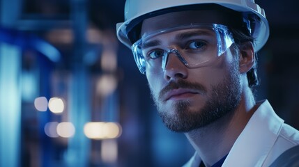Electrician testing electrical circuits in a factory setting. Featuring electrical testing and industrial power systems