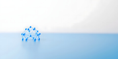 Large Language Model and Deep learning Optimization Abstract molecular structure on a blue surface against white background