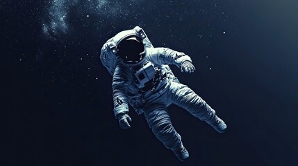 Fototapeta premium Astronaut Floating in Space for Starry Background.