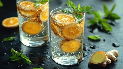 Refreshing Sparkling Citrus and Ginger Drink