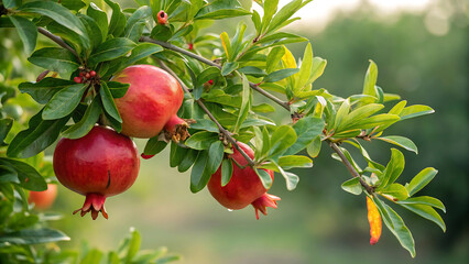  red pomegrate plant on tha beautiful background