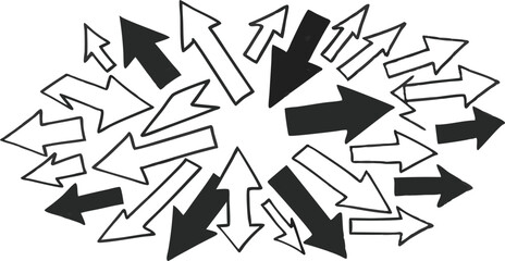 black and white arrows