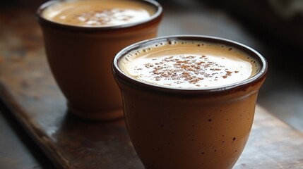Two Cups of Aromatic Spiced Coffee, Warm and Inviting