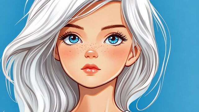 Adorable chibi girl portrait, featuring big eyes, vibrant colors, and a cute expression that captures the essence of anime art.