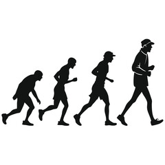 Evolution Of Running Black Silhouette Showing Improvement And Progress Over Time
