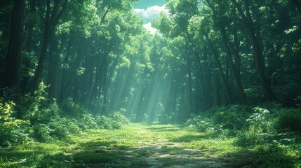 Obraz premium Enchanted Forest Path: A Mystical Journey Through Lush Greenery