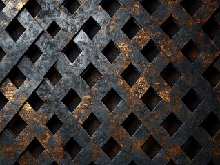 Rusted Metal Grid Texture Background.
