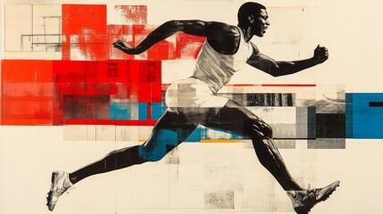 Sprinter bursts forward with dynamic energy in abstract setting